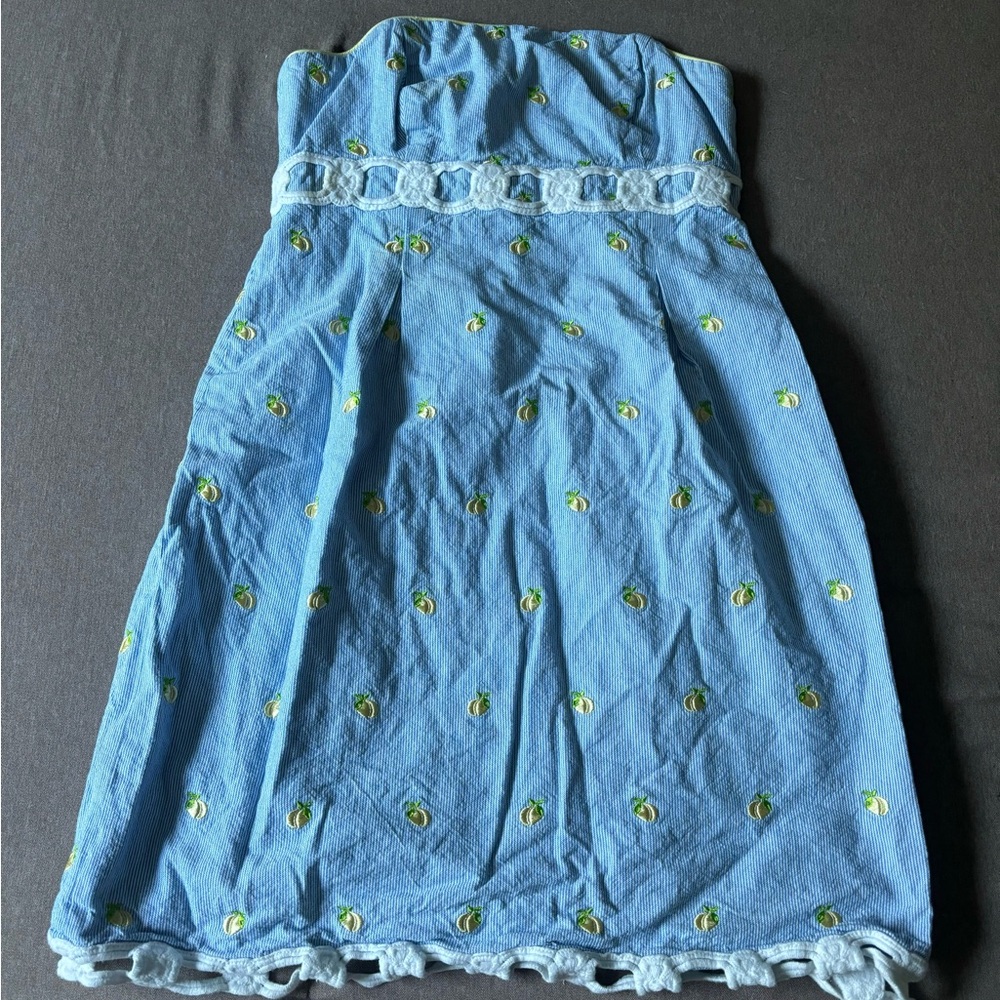 Lilly Pulitzer Strapless Lemon Pin Stripe Dress